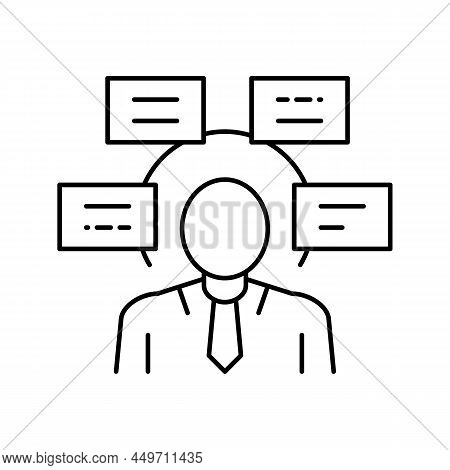 Human Comprehends Tasks Line Icon Vector. Human Comprehends Tasks Sign. Isolated Contour Symbol Blac
