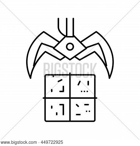 Landfill Claw Loader Line Icon Vector. Landfill Claw Loader Sign. Isolated Contour Symbol Black Illu