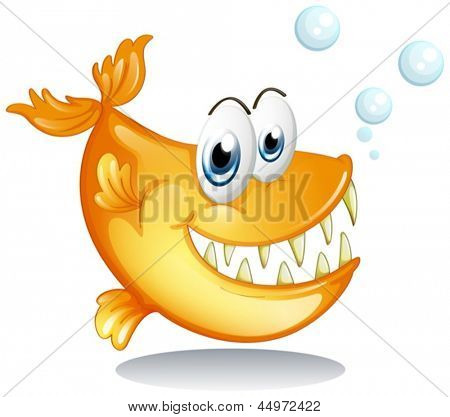 Ilustracja duże Piranha na białym tle