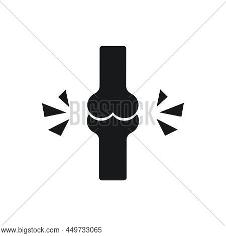 Black Icon Of Joint Pain. Bone, Injury, Illness. Arthritis Concept. Can Be Used For Topics Like Symp
