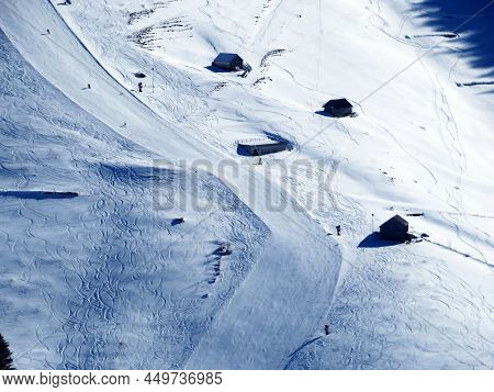 Ski Resort Alp Sellamatt-alt St. Johann Or Night Skiing Slope (skigebiet - Nachtskifahren) In The To