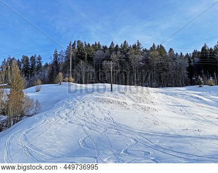 Ski Resort Alp Sellamatt-alt St. Johann Or Night Skiing Slope (skigebiet - Nachtskifahren) In The To