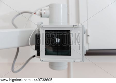 Hospital Radiology Room. X-ray Department In Modern Hospital. Medical Equipment. Scan Machine For Fl