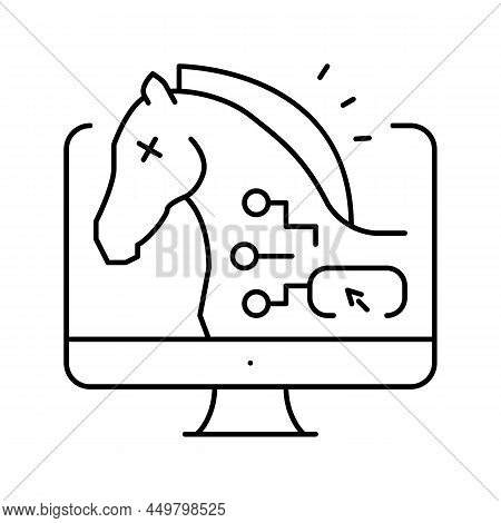 Trojan Horses Line Icon Vector. Trojan Horses Sign. Isolated Contour Symbol Black Illustration