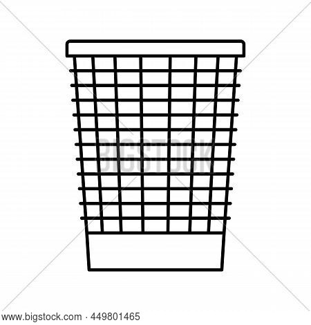 Mesh Wastebasket Trash Line Icon Vector. Mesh Wastebasket Trash Sign. Isolated Contour Symbol Black 