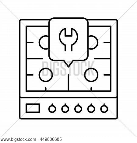 Gas Cooktop Repair Line Icon Vector. Gas Cooktop Repair Sign. Isolated Contour Symbol Black Illustra