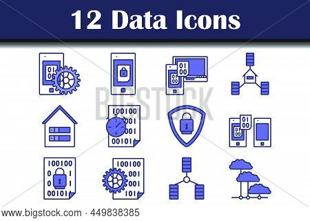 Data Icon Set. Editable Bold Outline With Color Fill Design. Vector Illustration.