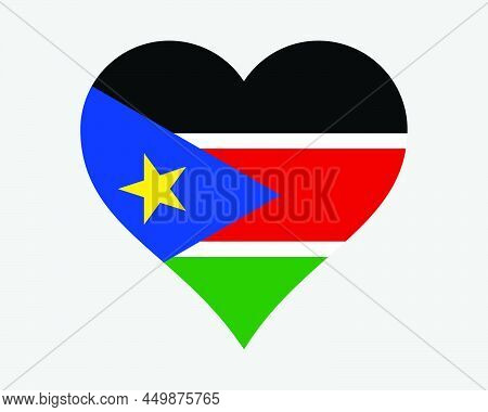 South Sudan Heart Flag. South Sudanese Love Shape Country Nation National Flag. Republic Of South Su