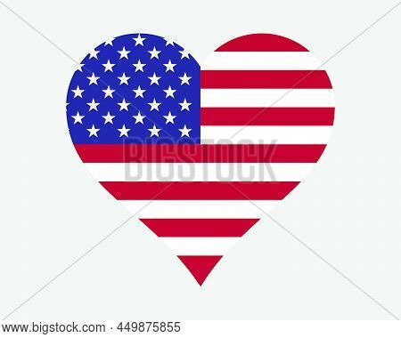 Usa Heart Flag. United States Of America Love Shape Country Nation National Flag. American Banner Ic
