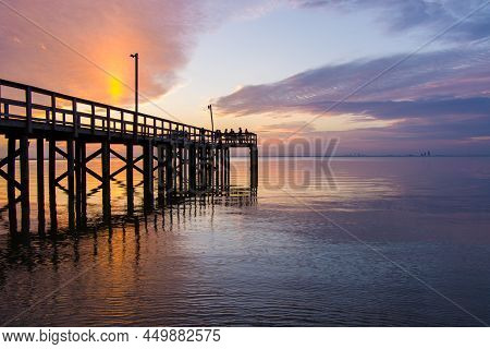 Sunset On The Eastern Shore Of Mobile Bay In Daphne, Alabama