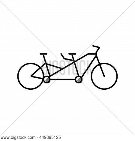 Tandem Bike Bicycle For Couple Color Icon Vector. Tandem Bike Bicycle For Couple Sign. Isolated Symb