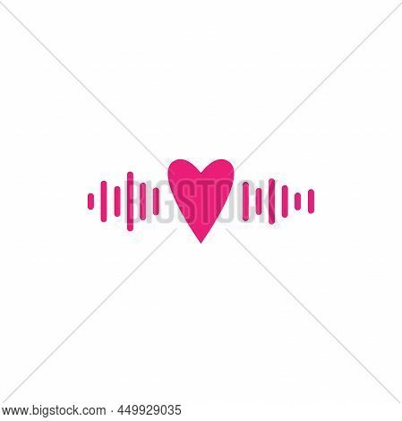 Love Vibes. Heartbeat, Pulse Icon. Red Heart With Waves Isolated On White Background. Love, Romantic