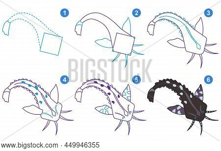 Instructions For Drawing Agamix. Step By Step.
