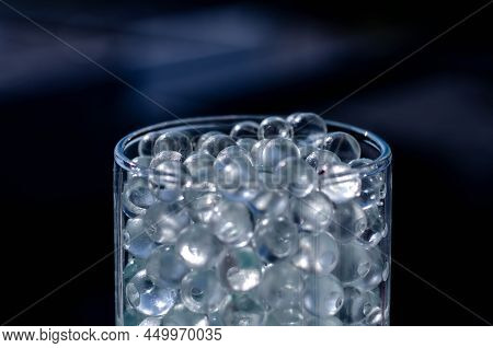 Hydrogel Balls In A Glass Vase. Hydrogel As An Art Object Or Background For A Computer Desktop. Hydr