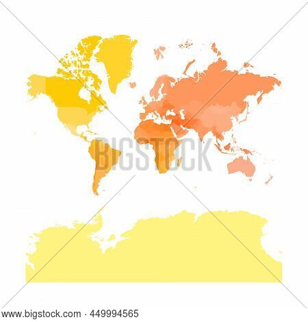 Map Of World. Mercator Projection. High Detailed Blank Political Map Of Countries And Dependent Terr
