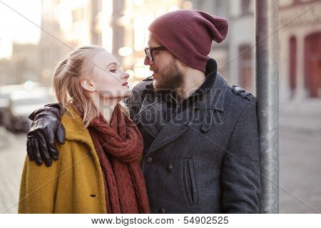 Young happy hipster couple