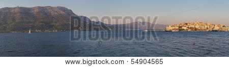Panoramic view on Korcula town in Croatia
