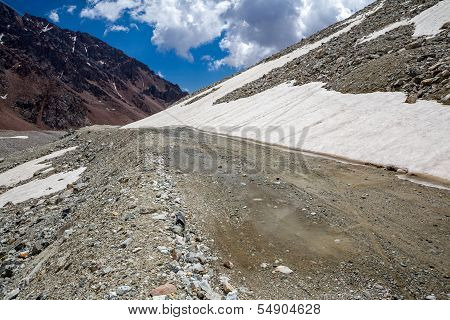 Road with snow roadside