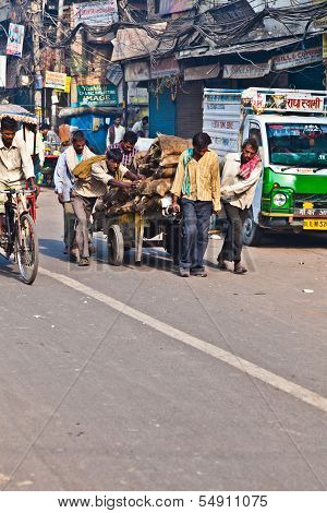 Pushcart Puller In Chawri Bazar, Delhi Early Morning