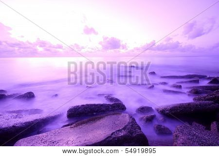 Sea stones at sunset