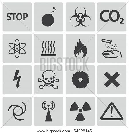 Vector black  danger icons set