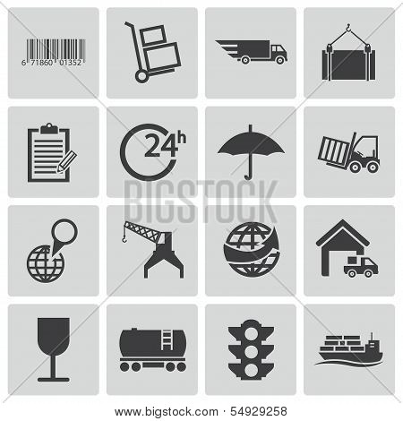 Vector black  logistic icons set