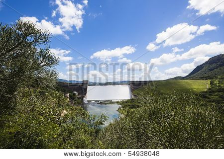 Dam Wall Water Flowing Valley