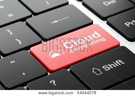 Cloud computing concept: Cloud and Cloud Computing on computer keyboard background