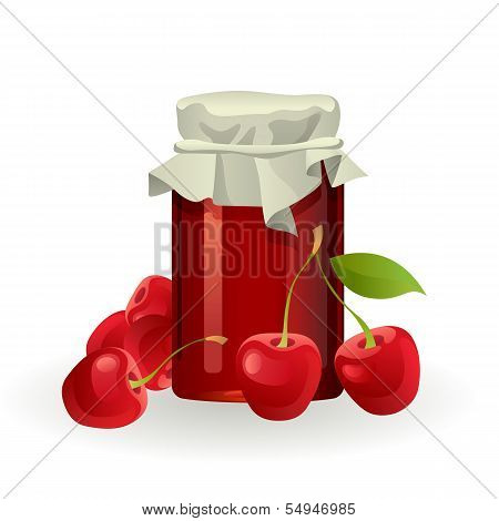 Cherry jam with fresh cherries