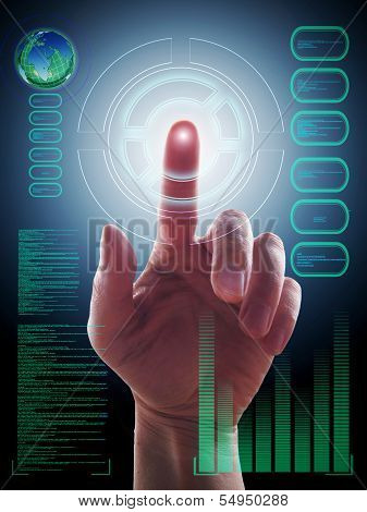 Hand Working With Touch Screen Interface