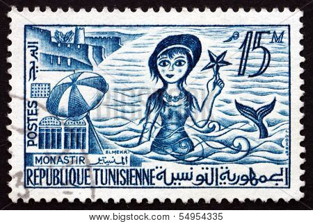 Postage Stamp Tunisia 1960 Skanes Beach, Monastir And Mermaid