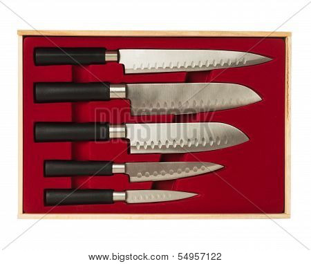 Set of kitchen knives