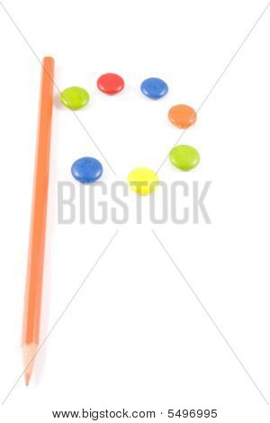 Letter P Made Of Colored Smarties
