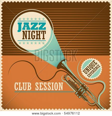 Retro jazz poster. Vector illustration.