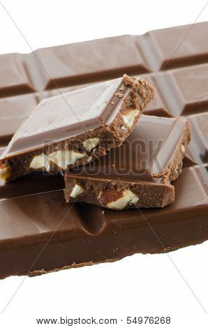 Closeup Detail Of Chocolate With Almods Parts