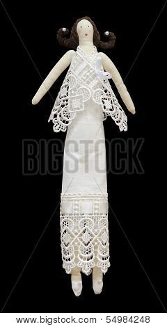 Handmade Isolated Doll Wooman In Long Dress