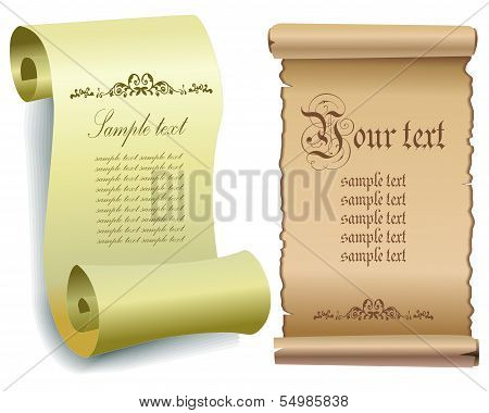 Illustration of old paper scrolls .