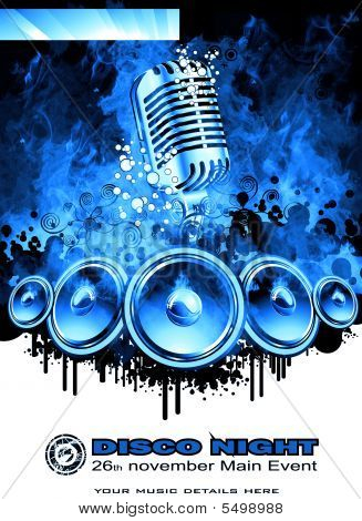 Flyer del evento de música con colores de alto contraste