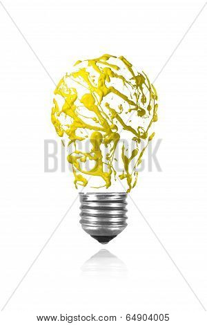 Yellow Paint Splah Made Light Bulb