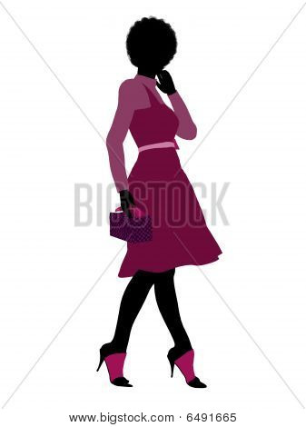 Afro-americana dello Shopping illustrazione Silhouette