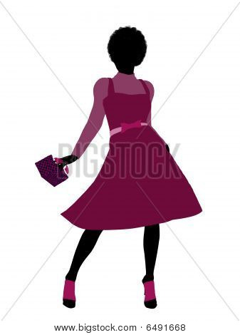 Afro-americana dello Shopping illustrazione Silhouette