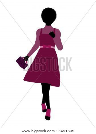 Afro-americana dello Shopping illustrazione Silhouette