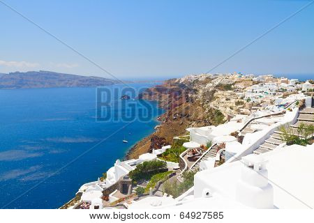 Oia, traditional greek village and Aegan sea, Greece