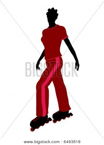 Silhueta feminina afro-americano Roller Skater
