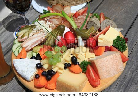 European Cold cuts and cheese platter (Jausen Platte, Brotzeit Platte) 