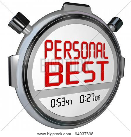 Personal Best words stopwatch timer new speed record