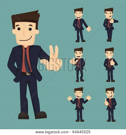 Set Of Businessman Characters Poses