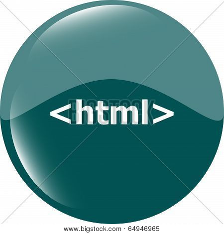 Html 5 Sign Icon. Programming Language Symbol. Circles Buttons