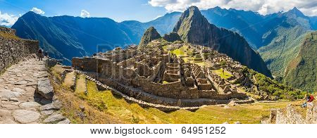 Panorama Of Mysterious City - Machu Picchu, Peru,south America. The Incan Ruins. Example Of Polygona