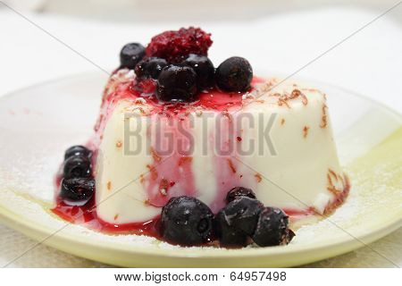 Panna Cotta With Various Berries And Fruits